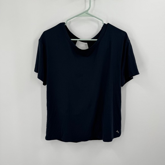 Joy Lab Womens Navy Blue Twist Back Short‎ Sleeve Athleisure Top Size L - Picture 4 of 7